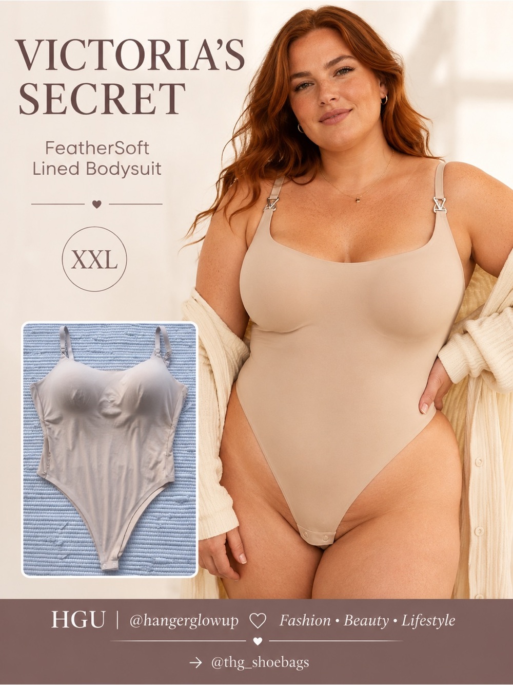 Victoria’s Secret FeatherSoft Lightly Lined Bodysuit Nude XXL V/S Logo